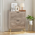 Homleke 32" W Farmhouse Shoe Storage Cabinet with 2 Flip Drawers and Barn Door Design, Adjustable Shelves, Modern Hidden Slim Narrow Shoe Rack Cabinet for Entryway, Foyer, Hallway, Living Room, Greige