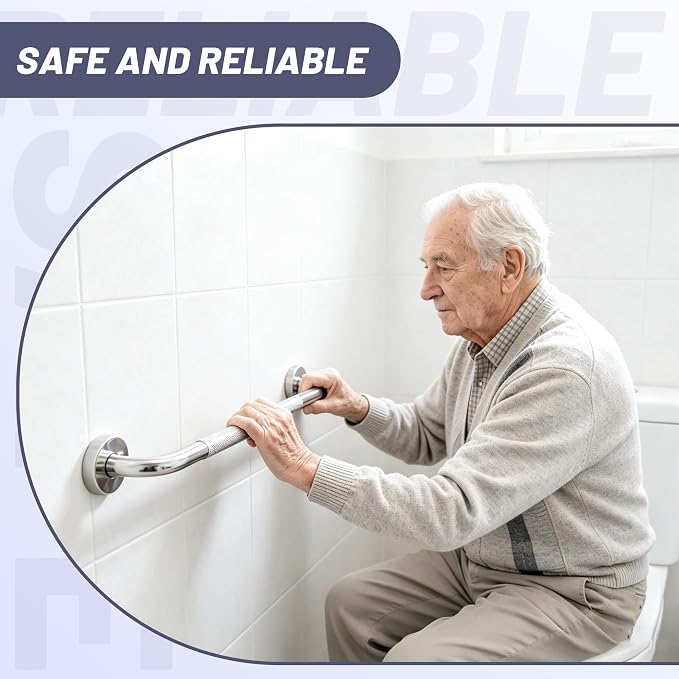 36 Inch Shower Grab Bar,XIANTHUS Chrome Anti Slip Safety Bars, 304 Stainless Steel Bathroom Handrail, Handicap Grab Bars for Wall, Shower Grip Handle for Seniors Elderly Injury Assist Bath (1.25" Dia)
