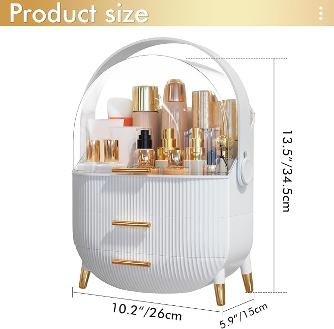 NestOrganix Makeup Organizer Skincare Organizers - Cosmetic Display Cases with Transparent Cover, SkinCare Organizers for Bathroom Countertop, Bedroom Vanity Desk, Lipstick Organizer, White Upgarde