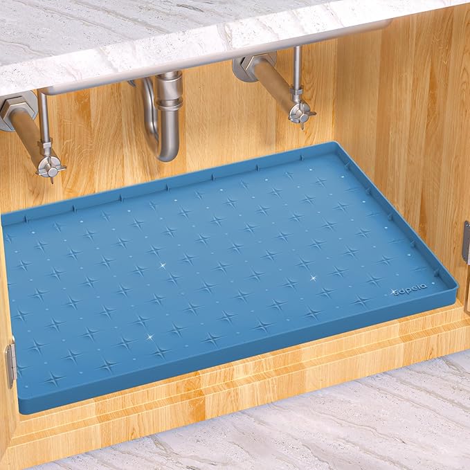 Sdpeia Under Sink Mat 31"×22" Waterproof Silicone Cabinet Liner & Sink Protector for Kitchen & Bathroom, Multi-Purpose Organizers Tray for Pets, Laundry, Cat Litter Mat