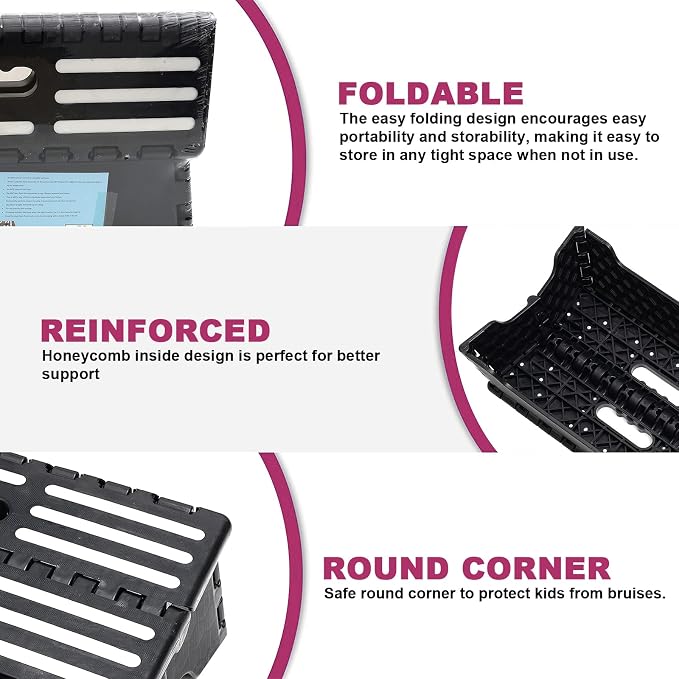Sturdy Folding Step Stool Portable 5”, Collapsible Half Step for Seniors Older Adults up to 300 lbs Entering Camper Van SUVs and RV, for Elderly People Getting up High Bed or Stairs