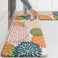 Kitchen Rugs and Mats Cushioned Anti Fatigue Kitchen Mat 2PCS Non-Skid Waterproof Kitchen Runner Rug Comfort Foam Standing Mat for Floors,Office,Laundry,Sink,Floral