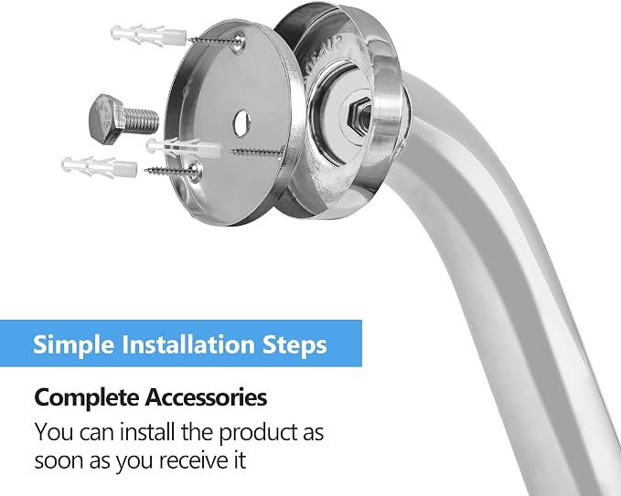 Rockgoya Shower Grab Bar, 2 Pack 39.4 Inch Bathroom Grab Bar, 304 Stainless Steel 1.25" Diameter Anti-Slip Handicap Grab Bar Support Shower Rail Senior Handrail Shower Safety Bar Handle