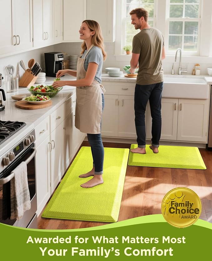 Ophanie Kitchen mats for Floor, 3/4 inch Thick, Kitchen Rugs, 20''x39'' Anti Fatigue Standing Cushioned Mat, Waterproof,Comfort Ergonomic mat for Office, Home, Sink, Green Non-Slip Bottom