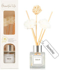Reed Diffuser Set, 1.7 fl oz Scent Diffuser with Sticks, Jasmine Scent for Bathroom Accessories Shelf Decor, Air Fresheners for Home, Home Fragrance Products, House Office Room Decor Aesthetic Gift