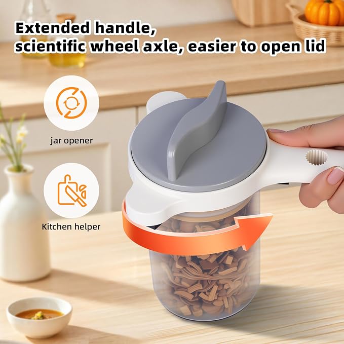4 in 1 Multi-Purpose Jar Opener,Adjustable Three Claw Bottle Opener with Non Slip Teeth,Multi Size Lid Tool for Jars Cans Wine Bottles, Opening a Stubborn Lid
