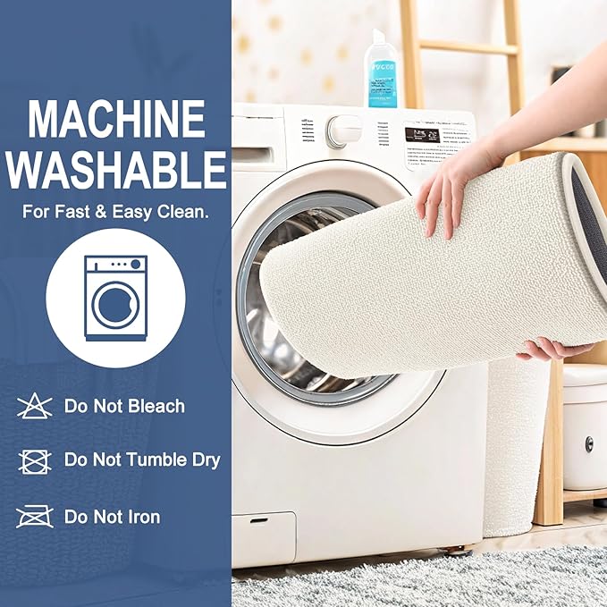 OLANLY Thick Memory Foam Bathroom Runner Rugs 47x17, Extra Soft Absorbent Long Bath Rug, Quick Dry Bath Mats, Non-Slip, Machine Washable Mat for Bathroom, Tub and Shower, Home Decor Accessories, Ivory