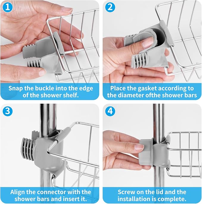 Clawfoot Tub Shower Caddy(Shower Rod Not Included),Clawfoot Tub Accessories,Tub Caddy,SUS304 Stainless Steel Shower Shelves,Clawfoot Tub Soap Caddy(Silver)