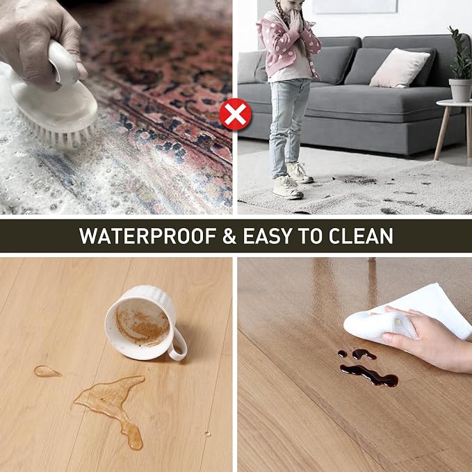 2'x20' Vinyl Runner Rug for Hallway, Clear Waterproof Kitchen Mat for Floor, Non-Slip Plastic Floor Mat for Entryway, Easy Clean Durable Area Mat for Bedroom, Laundry Room