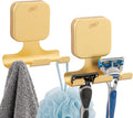 TAILI Powerful Suction Cup Razor Holder 2 Pack, Stylish 304 Stainless Steel Bathroom Suction Hooks for Towel, Loofah, Bathrobe, Shaver Holder for Shower Wall, Easy to Install and Reuse, Gold
