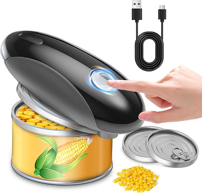 Electric Can Opener,One-Touch Safety Auto Can Opener,Smooth Edge,Hands Free Can Opener,Food Safety,Kitchen Gadgets,Battery Operated,Electric Can Opener for Seniors & Arthritis