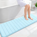 OLANLY Memory Foam Long Bathroom Rugs Runner 59x20, Super Soft Absorbent Bath Mat, Quick Dry, Machine Washable Shower Floor Rugs, Bathmat Carpet, Bathroom Home Decor Accessories, Sky Blue