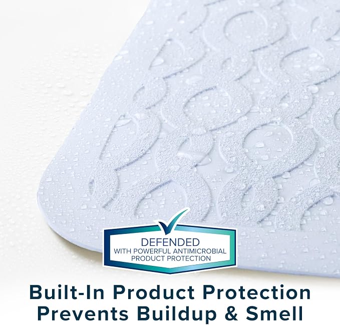 SlipX Solutions Durable Large Rubber Safety Mat 27 x 15, Feel Safe and Surefooted in Your Bath or Shower, Extra Grippy Surface Texture and Over 200 Power Grip Suction Cups, Machine Washable, White