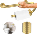 𝐔𝐩𝐠𝐫𝐚𝐝𝐞𝐝 Toilet Grab Bars 16 Inch - Toilet Paper Holder Grab Bar Stainless Steel Knurled Toilet Grab Bars for Seniors Bathtub Bathroom Rails for Elderly Bath Safety Balance Support, Gold