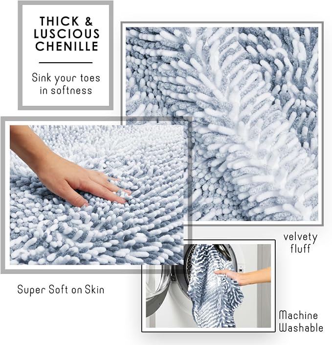 Clara Clark Bathroom Accessories Set - Bathroom Set, Bathroom Sets with Shower Curtain and Rugs, Shower Curtain Set with Bathroom Trash Can - Ombre Navy - 22PC