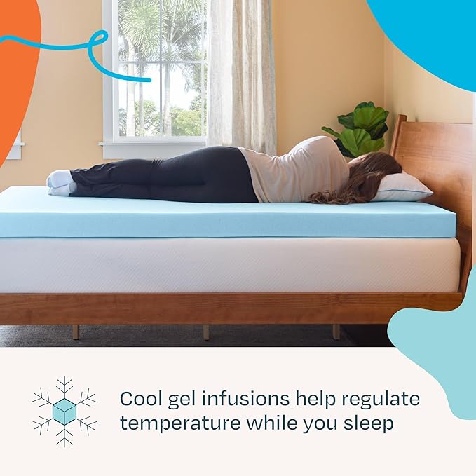 Linenspa Memory Foam Mattress Topper, Full Size - 4 Inch Gel Infused Memory Foam - Plush Feel - Cooling and Pressure Relieving - CertiPUR Certified