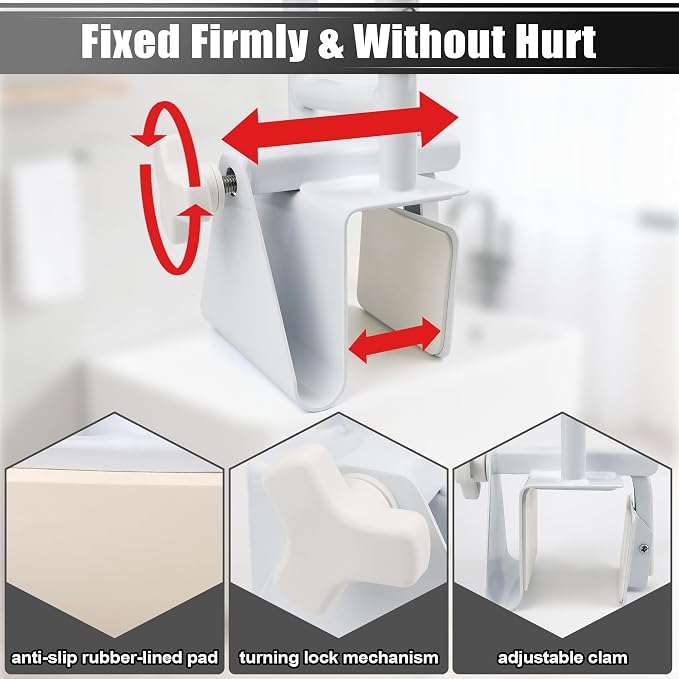 Windspeed Height Adjustable Bathtub Safety Grab Bar for Seniors Bathtub Rails Handles Shower Grab Bars for Elderly, Disabled, Assistance Getting in and Out of Tub, Fits 3.1 to 6.7 Inch Tub Walls