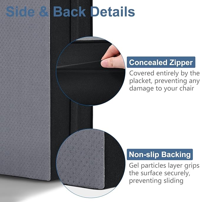 Shinnwa Gel Memory Foam Recliner Cushion for Elderly, Dual-Layer Foam Chair Pad, Extra Large Seat Cushion for Couch, Armchair, Wicker Chairs, Floor, 20 × 20 × 5in, Black