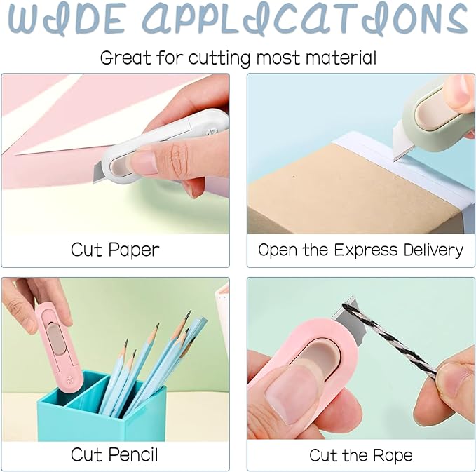 4 PSC Box Cutter,Retractable Box Opener, Package Opener, Easy Slide Retractable Cute Utility Knife For Opening Daily Express Boxes, Envelopes, Packages, Paper tapes and more (4 PSC Box Cutter)