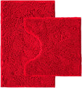 Bathroom Rugs Sets 2 Piece,Super Absorbent Chenille Bath Mats and U-Shaped Toilet Rug,Strong PVC Non Slip Backing,Microfiber Washable Dry Quickly Bath Mats for Bathroom(20"x32"+20"x20"U, Red)