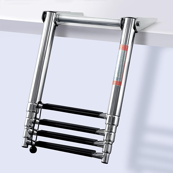 Boat Ladder,Stainless Steel Telescoping Folding Heavy Duty Pontoon Swim Boarding Ladder for Outboards,Yacht,Marine Fishing Boat