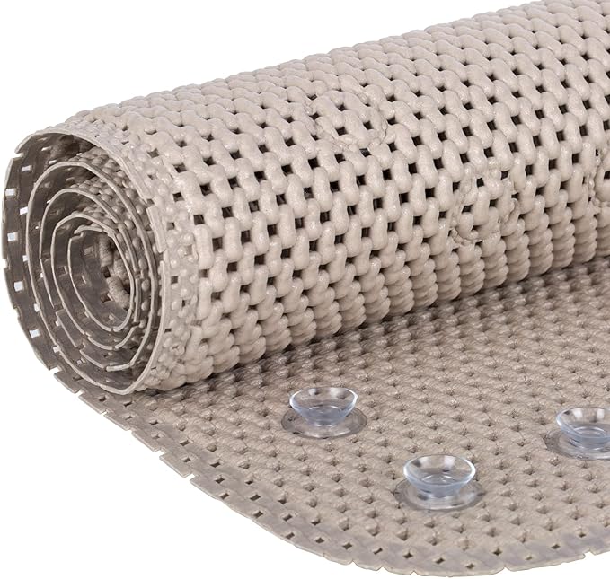 Duck Brand Clorox Cushioned Foam Bath Mat for Tubs, Non-Slip with Suction Cups, 17 Inches x 36 Inches, Taupe