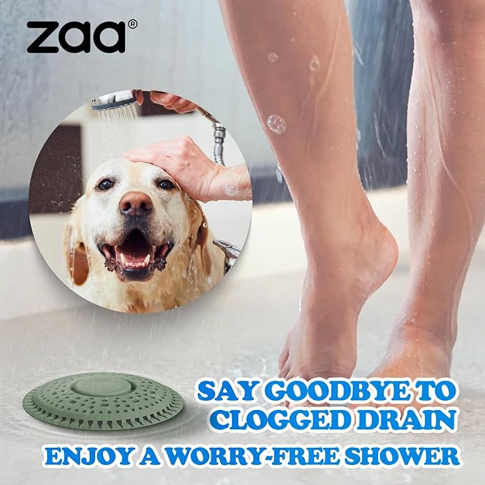 zaa Shower Drain Hair Catcher, 2 Pack Premium Silicone Drain Protector & Shower Drain Cover for Regular Drains of Shower Room, Bathroom, Sink, Green