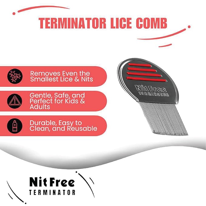 Nit Free Terminator Lice Comb - Professional Stainless Steel Comb for Effective Head Lice Treatment (Colors May Vary) (Pack of 100)