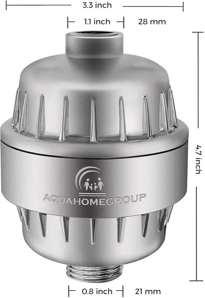 AquaHomeGroup 20 Stage Shower Filter with Vitamin C and E - Reduces Chlorine, Heavy Metals and Sediment - 2 Cartridges Included - High Pressure - Matte Chrome