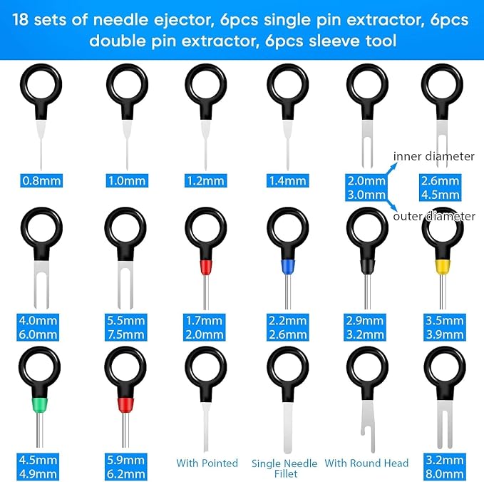 Terminal Removal Tool Kit 82 Pcs Depinning Tool Electrical Connector Pin Removal Tool Kit Pin Extractor Tool Set Wire Terminal Release Tool for Automotive Car Household Devices