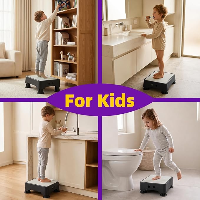 Adjustable Step Stool, Noctilucent Bedside Step, 700 LBS Capacity Safety Step Platform, Indoor and Outdoor Foot Stool for Seniors and Kids, Wide Step Stools Elderly Assistance at Night