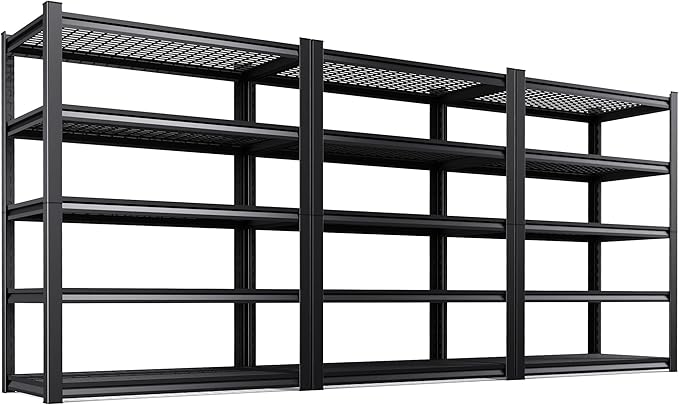 3-Pack Heavy Duty Garage Shelving for Garage, Warehouse & Workshop Storage Organization, 71" H x 35" W x 16" D Adjustable 5-Tier All Metal Wire Shelf for Tools, Storage Bins & Bulk Items