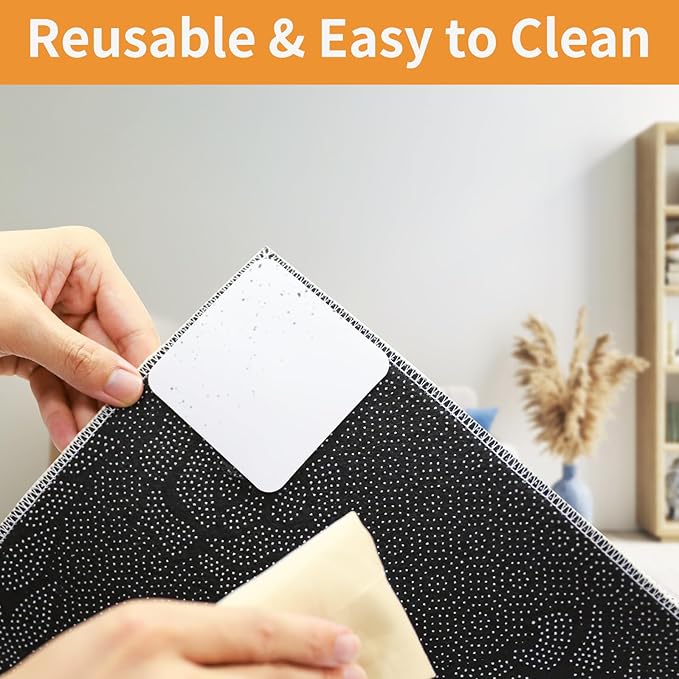 Daisyhome 12PCS Rug Pad Grippers for Hardwood Floors, Double Sided Reusable Anti-Slip Carpet Tape Stickers for Area Rugs, Non-Slip Rug Pads Keep Rugs in Place