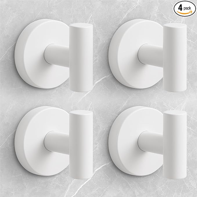 Shower Hooks for Inside Shower,No-Drill Removable&Reusable Towel Hooks for Bathroom,Heavy Duty Suction Cup Hooks for Glass Window,4 Packs(White)