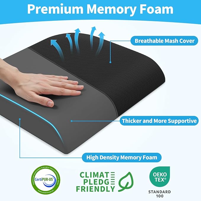 TranquilRelax XLarge Seat Cushion，Soft Foam Cushion for Long Sitting Hours on Office Chair, Home & Car, Non-Slip Chair Pad for Relieving Back & Sciatica & Hip & Coccyx Pain (Black)