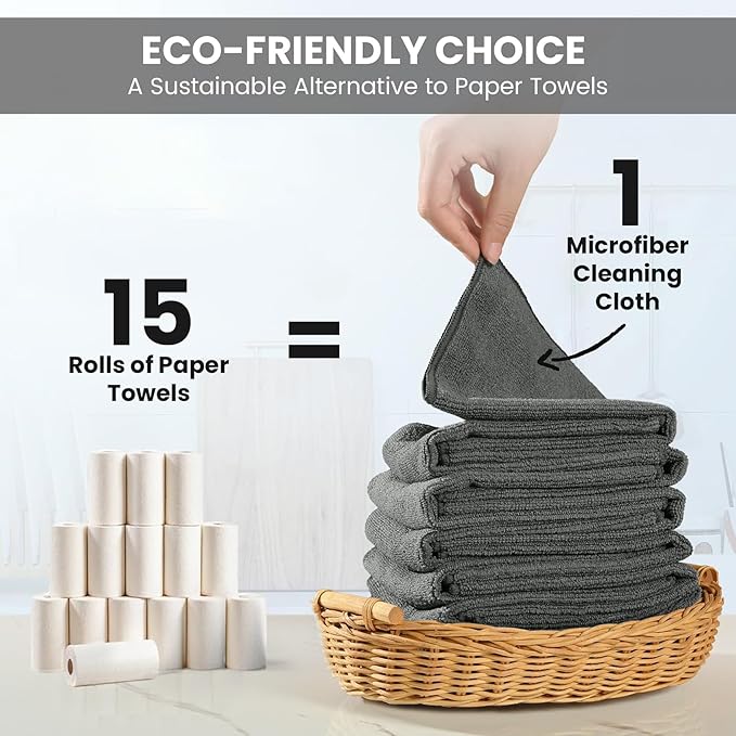 34 Pack Microfiber Cleaning Cloth, 3 Assorted Colors Cleaning Rags for Housekeeping, Colorful Reusable Microfiber Towels for Car, Kitchen, Bathroom and Household Cleaning Supplies, 11.8"X11.8"