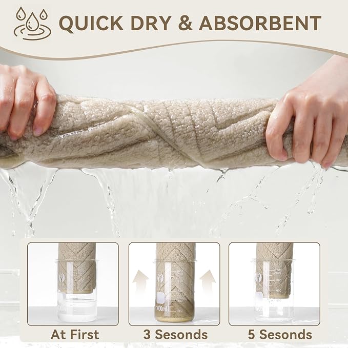 Bathroom Rugs Mat Quick Dry Absorbent Non Slip Bath Mat Bath Mats for Bathtub Mat Bathroom Carpet Fit Under Door Washable Floor Bath Rug Brown 24x36