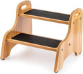StrongTek Wooden 2-Step Stool for Kids, Non-Slip Surface with Handles, 350 lb Capacity, Toddler Step Stool for Bathroom, Kitchen and Bedroom (Natural)