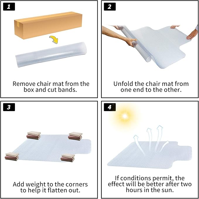 Chair Mat for Carpeted Floor with Lip,47''×36'' PVC Carpet Protector for Low Pile Carpets Heavy Duty Effective Grip Anti-Slip,Won't Crack,Easy to Clean for Office and Home