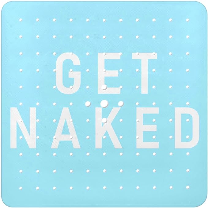 Bathtub Mat Non Slip, Get Naked Square Bath tub Mat Shower Floor Mat with Suction Cups for Adults Kids Elderly 21 X 21 Inch