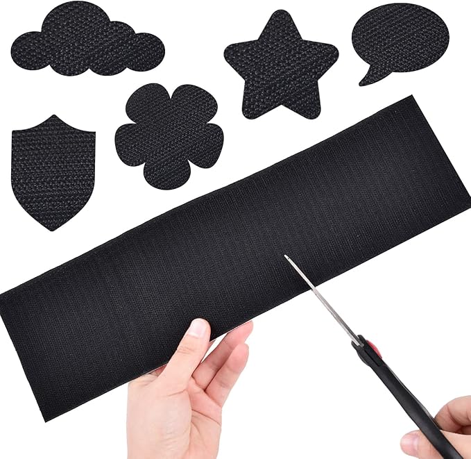 4 Inch x 18 Feet Black Hook and Loop Tape with Adhesive, Nylon Heavy Duty Hook and Loop Tape Strips, Non Slip Rug Grippers, Wall Adhesive Strips, Keep Couch Cushions from Sliding - Black