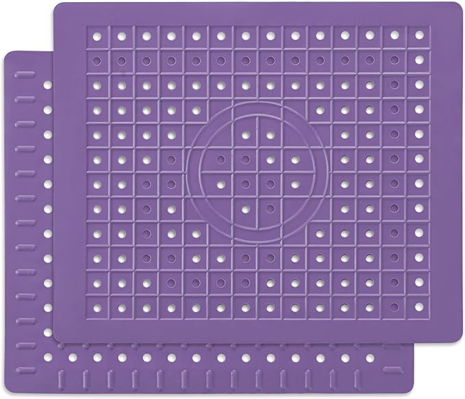 WILLKOMMEN Kitchen Sink Mat, 12" x 10" Rectangular Sink Protector Pad, Fast-Draining Grid Design Liner, Dish Drying Mat , 2 Pack Purple