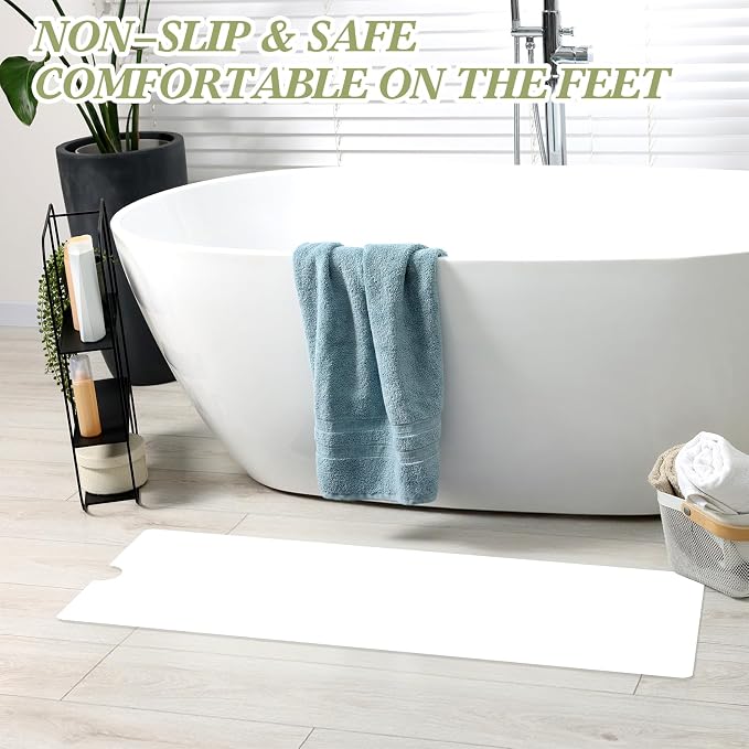 Colingmill 16" x 40" Non Slip Bathtub Mat for Tub Peel and Stick Adhesive Vinyl Anti Slip Non Skid Safety White Bath Mat Sticker with Drain Cut Out for Shower Floor Boat Wet Areas