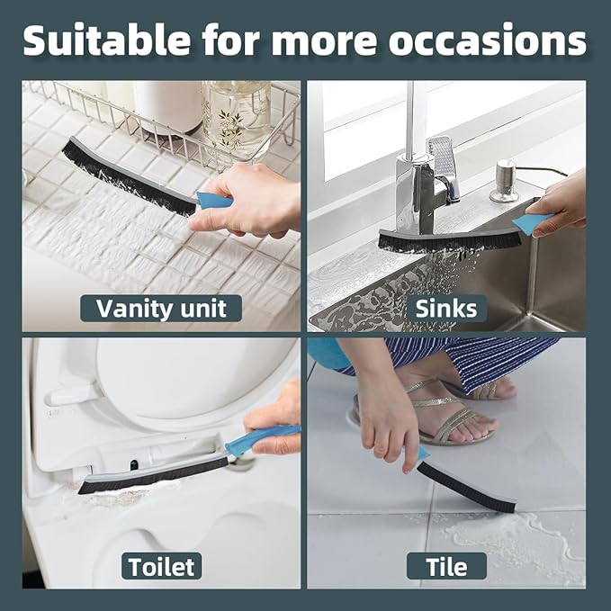 TQRR Toilet Brush, 2 Pcs Bathroom Cleaning Brush, Toilet Scrubber, Deep Toilet Bowl Brush with Hanging Hole, Multifunctional Gap Cleaning Brush, Bristles for Kitchen Sinks, Tub,Shower (2, Light Blue)