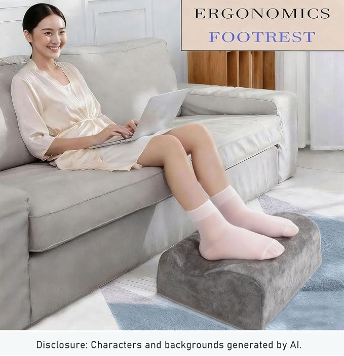 Foot Rest for Under Desk at Work,At Work Soft Ergonomic Footrest,Support Foot Pillow,Heel Chair,Leg Elevation Pillow, (Dark Gray)