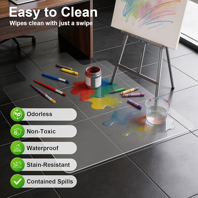 Plastic Chair Mat for Hard Floors, Heavy Duty Anti-Slip Clear Mats Wood/Tile Protector for Rolling Chair, Home & Office Use (36" x 48" Convex)