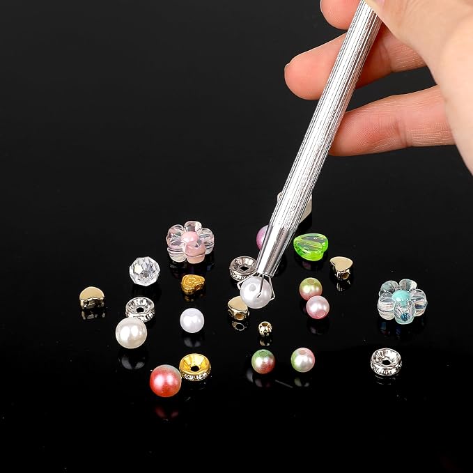 3Pcs Grabber Tool Holder Set Jeweler's Pick Up Sprinkle Pen Jewelry Tweezers 4 Claw Piercing Ball with Prongs Diamond Claw Precision Stainless Steel For Tiny Objects IC Chip Electronic Components