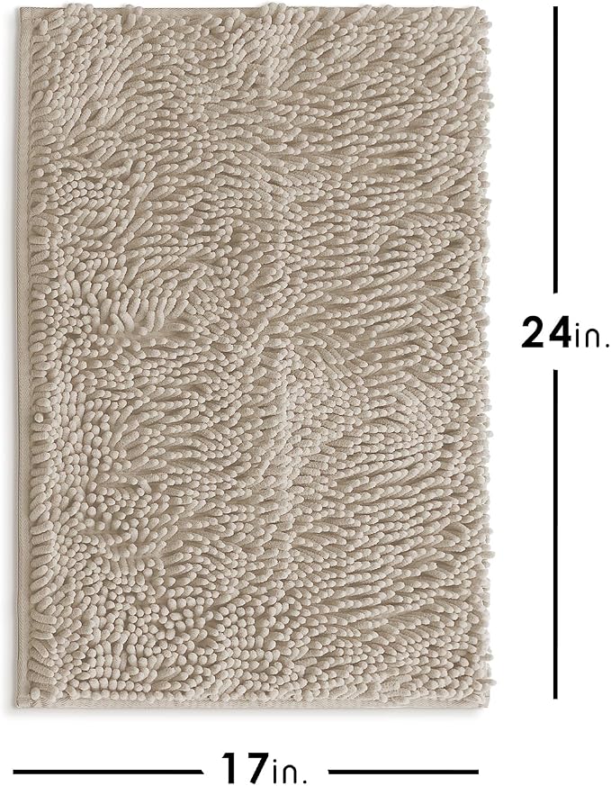 Hearth & Harbor Bathroom Rugs, Chenille Bath Mat - Machine Washable Bath Mats for Bathroom Non-Slip Backing Rubber, Quick Dry Bathroom Mat