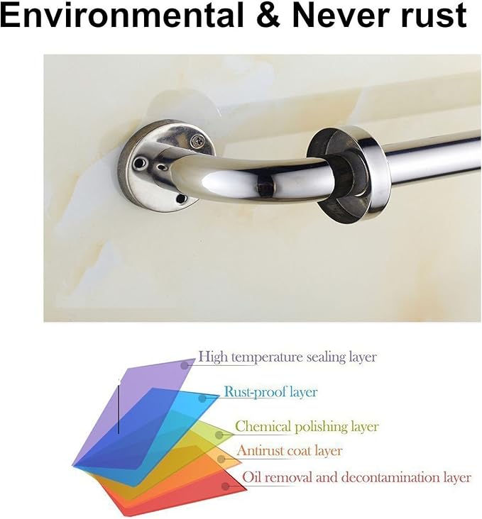 12 Inch Stainless Steel Shower Grab Bar - ZUEXT Shower Handle, Bathroom Balance Bar - Safety Hand Rail Support - Handicap, Elderly, Injury, Senior Assist Bath Handle (w/Self-Adhesive Stick-on Hook)