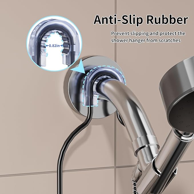 DAOYA Shower Caddy Hanging - Shower Caddy for Handheld Shower Heads with Soap holder, Toothbrush Holder & Suction Hook, Universal 0.82-inch Fit with Non-Slip Rubber Pad, Black